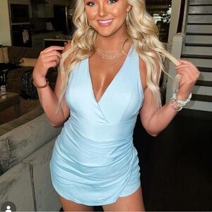 Light blue boutique romper dress